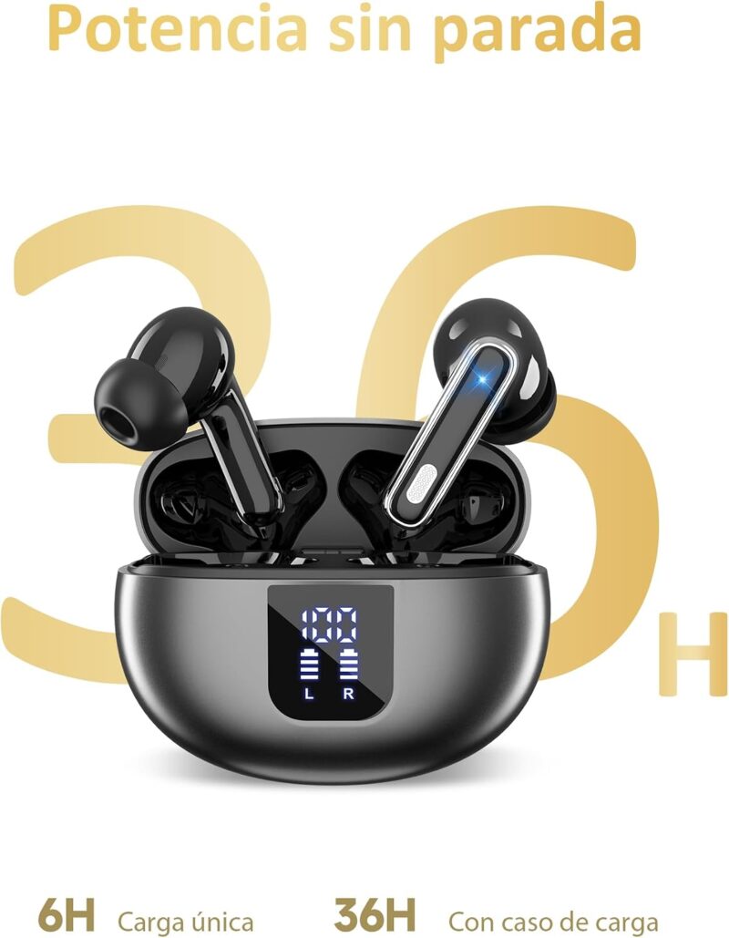 Euqq auriculares cascos inalámbricos bluetooth 6 sonido estéreo hi-fi 36h con pantalla led Euqq auriculares cascos inalámbricos bluetooth 6 sonido estéreo hi-fi 36h con pantalla led
