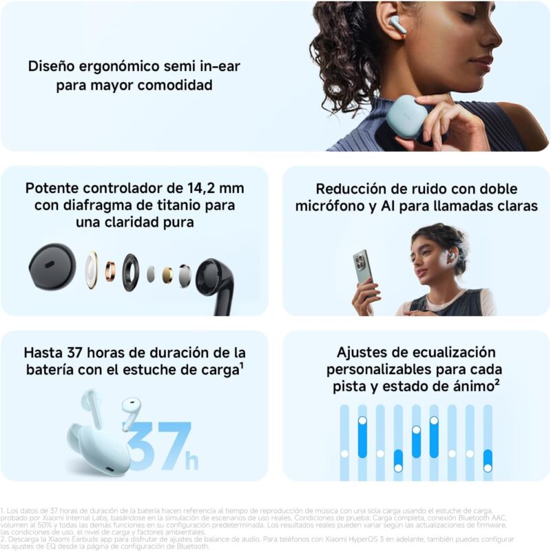 Auriculares inalámbricos xiaomi redmi buds 8 active amazon Xiaomi redmi buds 8 active: comodidad semi in-ear y batería para todo tu día