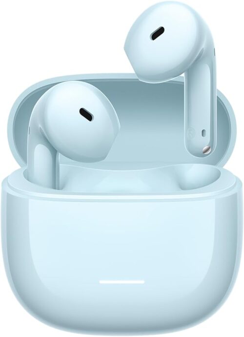 Auriculares inalámbricos Xiaomi Redmi Buds 8 Active en su estuche Auriculares inalámbricos Xiaomi Redmi Buds 8 Active en su estuche, mostrando su diseño ergonómico semi in-ear