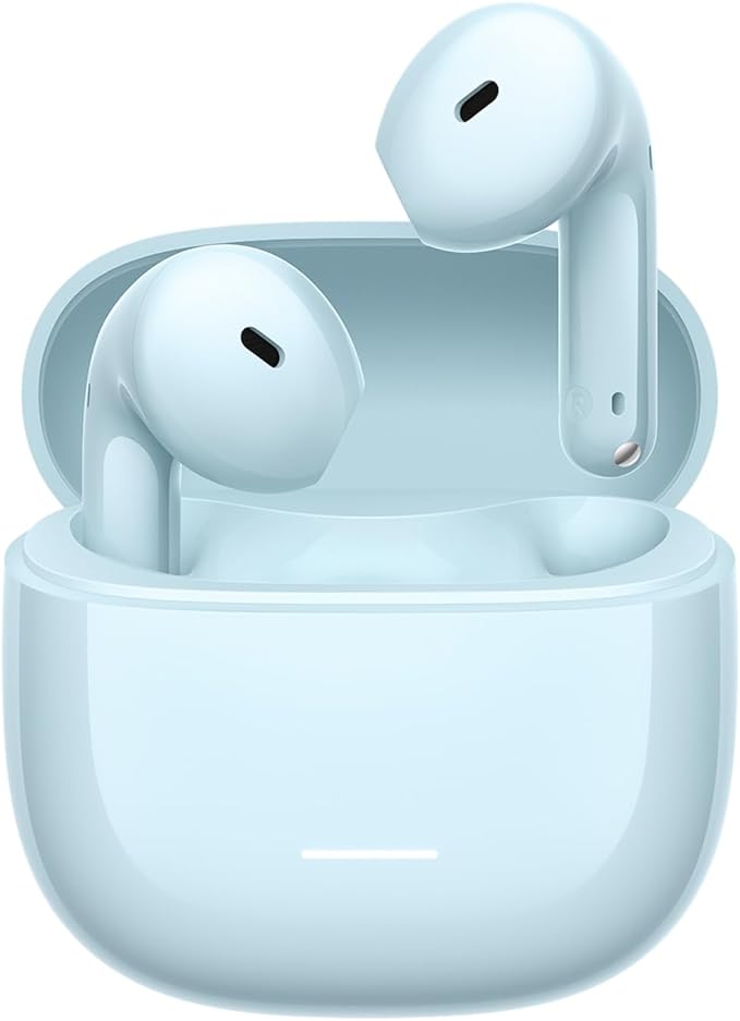 Auriculares inalámbricos xiaomi redmi buds 8 active en su estuche Auriculares inalámbricos xiaomi redmi buds 8 active en su estuche, mostrando su diseño ergonómico semi in-ear